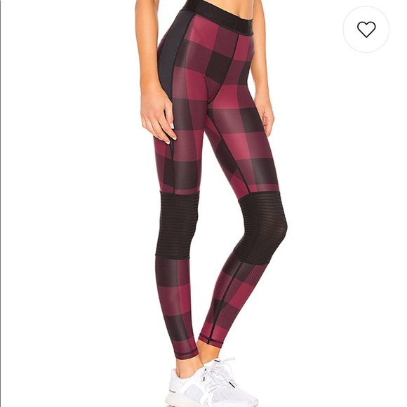 NEW • Alala • Harley Plaid Moto Leggings Pink - Picture 3 of 8